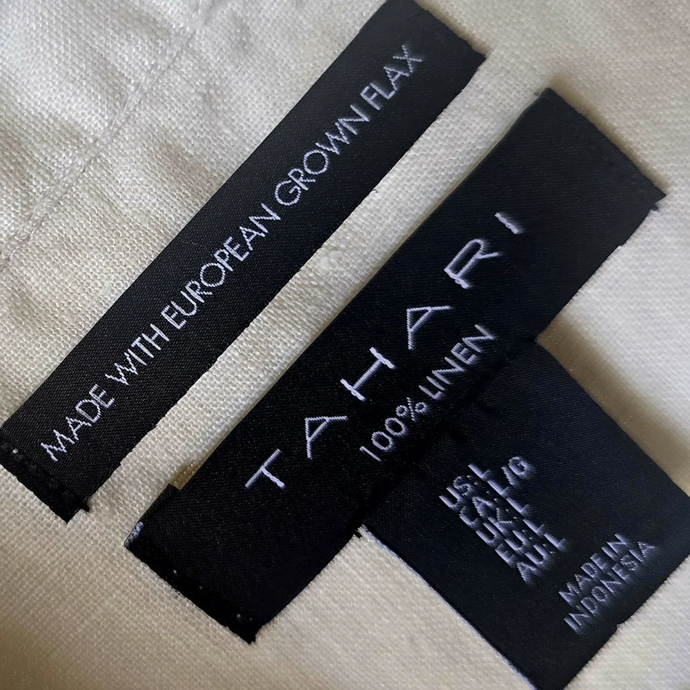 Breezy 100% European Linen Relaxed Fit Shirt by TAHARI Natural Beige Worn Once - Picture 6 of 7